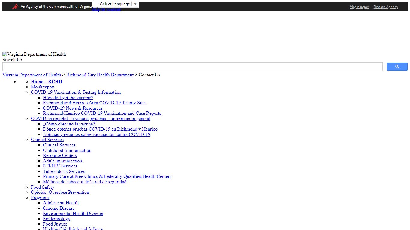 Contact Us - Richmond City Health Department